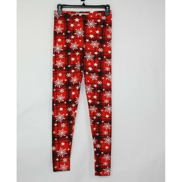 Derek Heart Christmas Holiday Leggings Size Medium Color Red/White/Black - Picture 2 of 2
